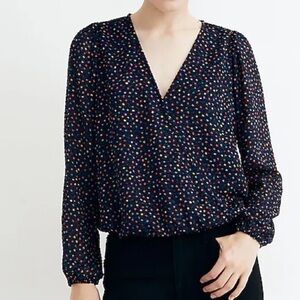 Madewell Lyric Wrap Top in Sugar Dot- Size small